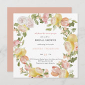 Invitation Squeeze | Agrumes | Fête des mariées florale rose (Devant / Derrière)