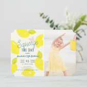 Invitation Squeeze Day Citron Citrus Girl Birthday Photo (Debout devant)