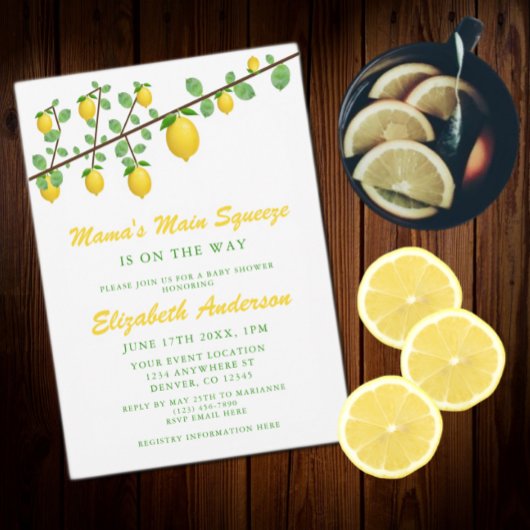 Invitation Squeeze Lemon principal Baby shower neutre pour le
