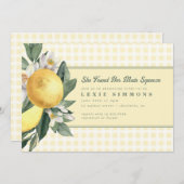 Invitation Squeeze principal de citron jaune En vichy Fête de (Devant / Derrière)