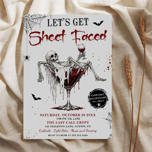 Invitation Squelette à la fête d'Halloween avec masque de pap