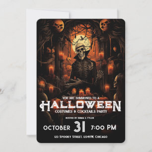 Invitation Squelette Adulte Halloween Cocktail Party Effrayan