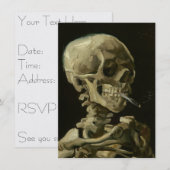 Invitation Squelette avec cigarette de Van Gogh (Devant / Derrière)