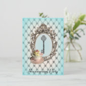 Invitation squelette chic clé nouveau foyer Parti du réchauff (Debout devant)