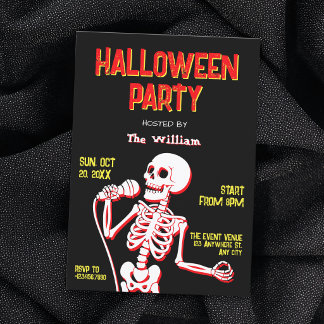Invitation Squelette crâne fête d'Halloween 