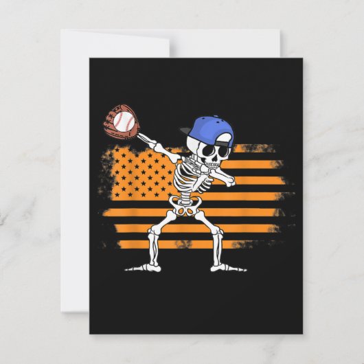 Invitation Squelette Dabbing Baseball Drôle Halloween (Devant)