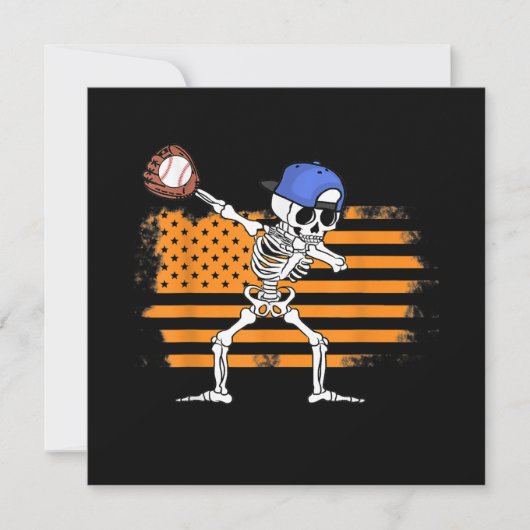 Invitation Squelette Dabbing Baseball Drôle Halloween (Devant)