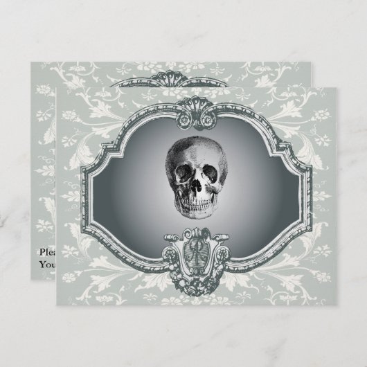 Invitation Squelette dans le miroir Halloween (Devant / Derrière)