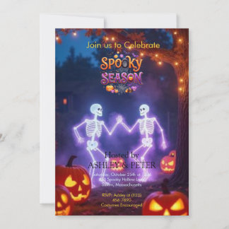 Invitation Squelette de danse effrayant Fête noire d'Hallowee