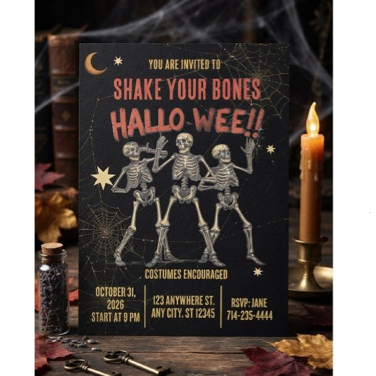 Invitation Squelette de danse vintage Halloween