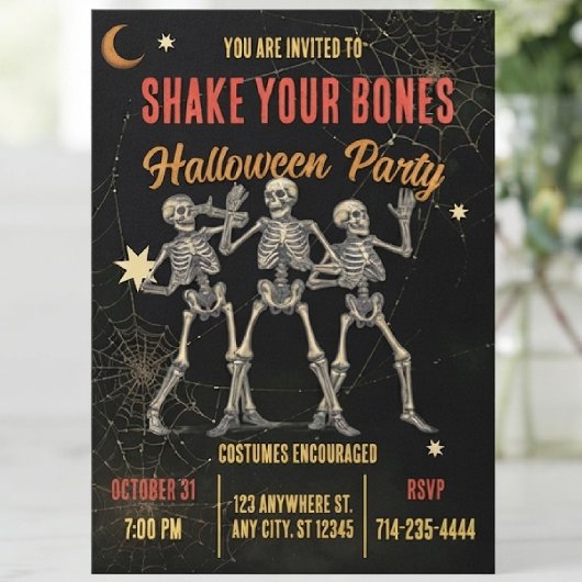Invitation Squelette de danse vintage Halloween