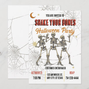 Invitation Squelette de danse vintage Halloween