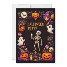 Squelette de fête d'Halloween avec flûte à Champag