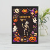 Invitation Squelette de fête d'Halloween avec flûte à Champag (Debout devant)
