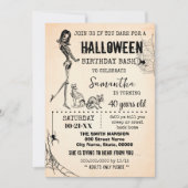 Invitation Squelette de Fille et Chats d'Halloween Anniversai (Devant)