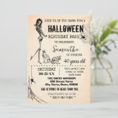 Invitation Squelette de Fille et Chats d'Halloween Anniversai (Debout devant)