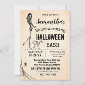 Invitation Squelette de Fille et de chat de la fête d'Hallowe (Devant)