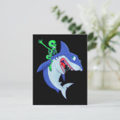Invitation Squelette de Halloween de requin chevauchant un am (Debout devant)