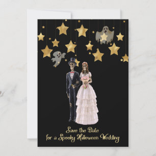 Invitation Squelette de mariage d'Halloween Enregistrer la da