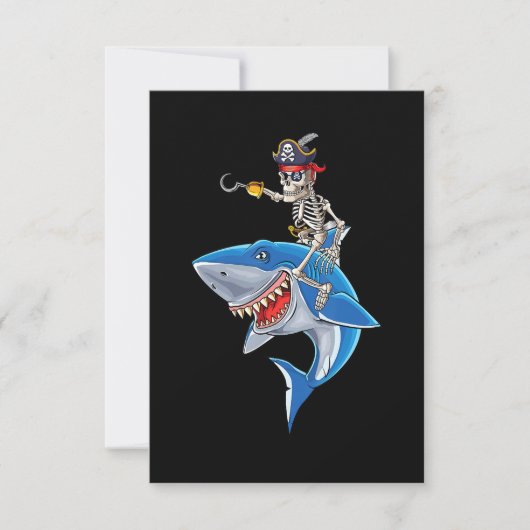 Invitation Squelette de pirate à cheval sur un requin Garçons (Devant)