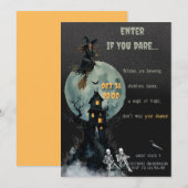 Invitation Squelette de sorcière effrayant - Maison hantée | (Devant / Derrière)