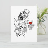 Invitation squelette de zombie d'Halloween buvant du vin crân (Debout devant)