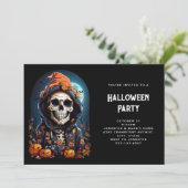 Invitation Squelette déplaisant & Halloween Citrouille d'auto (Debout devant)