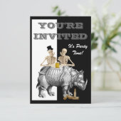 Invitation Squelette drôle et rhinocéros (Debout devant)