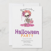 Invitation Squelette effrayant et Déplaisant Halloween Party (Devant)