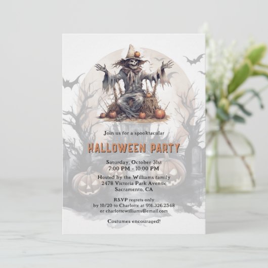 Invitation Squelette éffrayant Jack-O-Lanterns Halloween Part (Debout devant)