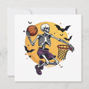 Invitation Squelette effrayant qui dunk dans un cimetière pou