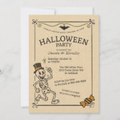 Invitation Squelette éffrayant Vintage Halloween Party Retro (Devant)