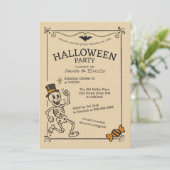 Invitation Squelette éffrayant Vintage Halloween Party Retro (Debout devant)