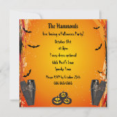 Invitation Squelette en partie de Halloween de cercueil et de (Dos)