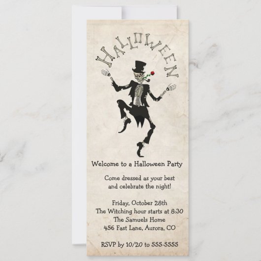 Invitation Squelette Fête d'anniversaire de Bachelor Steampun (Devant)
