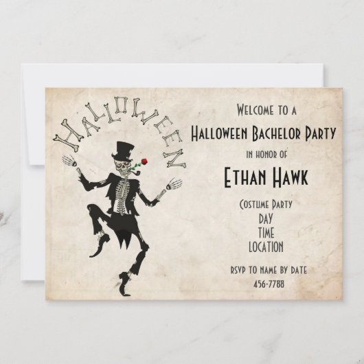 Invitation Squelette Fête d'anniversaire de Bachelor Steampun (Devant)