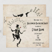 Invitation Squelette Fête d'anniversaire de Bachelor Steampun (Devant / Derrière)