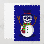 Invitation squelette gothique de noël bonhomme de neige gothm (Devant / Derrière)