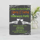 Invitation Squelette gothique Halloween Costumes & Cocktails (Debout devant)