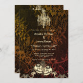 Invitation Squelette Gothique Lace Lustre Halloween Mariage (Devant / Derrière)