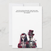 Invitation Squelette gothique mort marié marié bordeaux blanc (Dos)