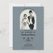 Invitation Squelette gris Halloween Mariage gothique (Devant)