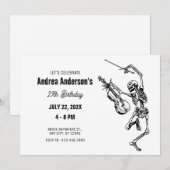 Invitation Squelette jouant du violon Anniversaire de musique (Devant / Derrière)
