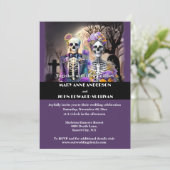 Invitation Squelette jour mort violet jaune gothique mariage (Debout devant)