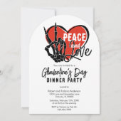Invitation Squelette moderne Paix & Amour Saint Valentin (Devant)