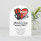 Invitation Squelette moderne Paix & Amour Saint Valentin (Debout devant)