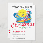 Invitation Squelette Noël en Juillet Surf de plage Naughty (Devant / Derrière)