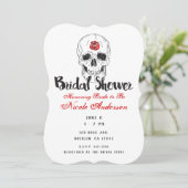 Invitation Squelette Os crâne Noir Rouge Rose Fête des mariée (Debout devant)