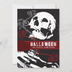 Invitation Squelette poétique Mort Halloween gothique effraya