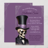 Invitation Squelette pourpre Elégant Halloween (Devant / Derrière)